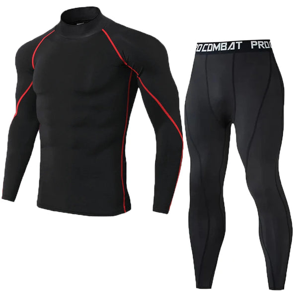 Men's Compression Set Men Sportswear Gym Fitness Suits Training Jogging Sport Tights Clothing Rashguard Running Tracksuit Men