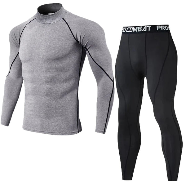 Men's Compression Set Men Sportswear Gym Fitness Suits Training Jogging Sport Tights Clothing Rashguard Running Tracksuit Men
