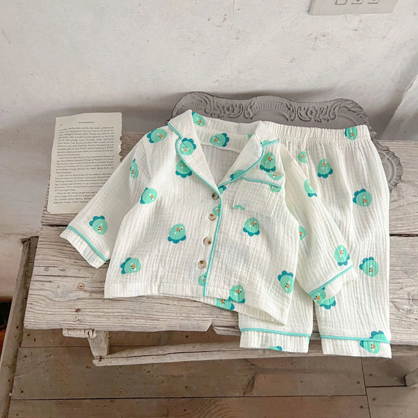 Baby Sleepwear Clothes 0-3Years Newborn Boy Girl Long Sleeve Cartoon Animal Print Cotton Pajamas Set Homewear Loungewear Suit