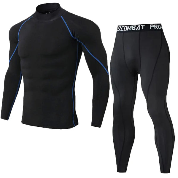 Men's Compression Set Men Sportswear Gym Fitness Suits Training Jogging Sport Tights Clothing Rashguard Running Tracksuit Men