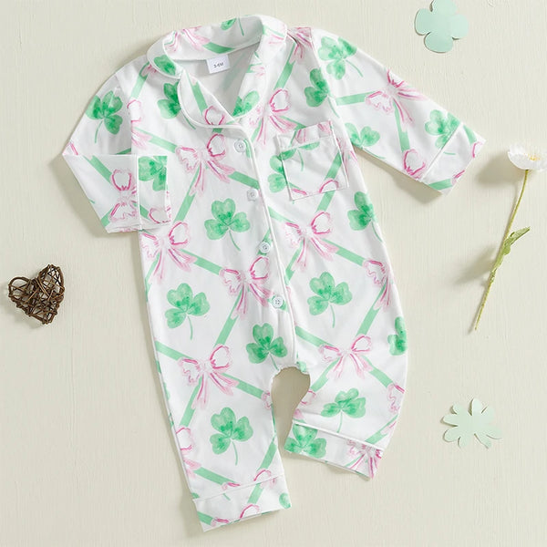Toddler Boys St Patrick s Day Green Clover Pajamas Set