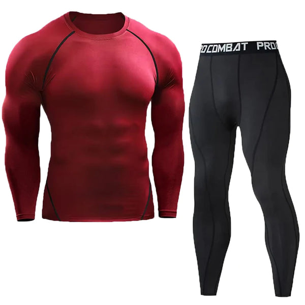 Men's Compression Set Men Sportswear Gym Fitness Suits Training Jogging Sport Tights Clothing Rashguard Running Tracksuit Men