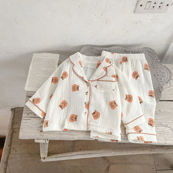 Baby Sleepwear Clothes 0-3Years Newborn Boy Girl Long Sleeve Cartoon Animal Print Cotton Pajamas Set Homewear Loungewear Suit