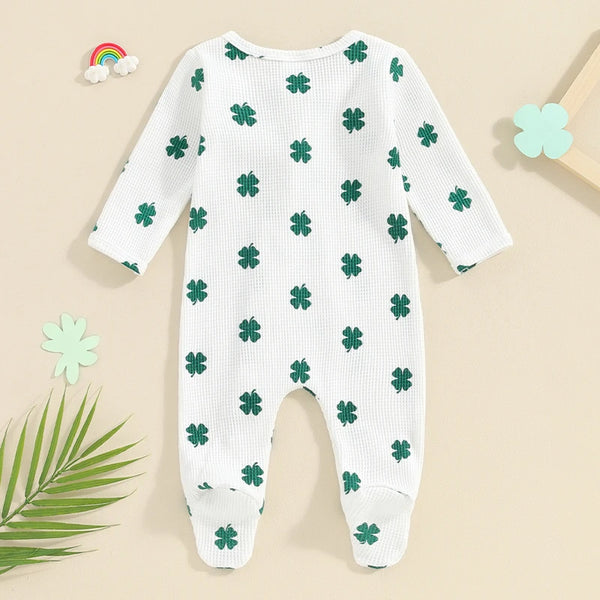 Toddler St Patrick s Day Green Clover Print Round Neck Long Sleeve