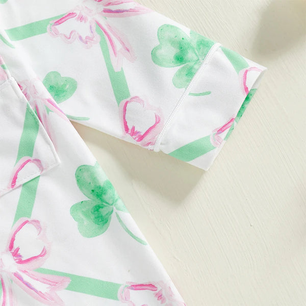 Toddler Boys St Patrick s Day Green Clover Pajamas Set