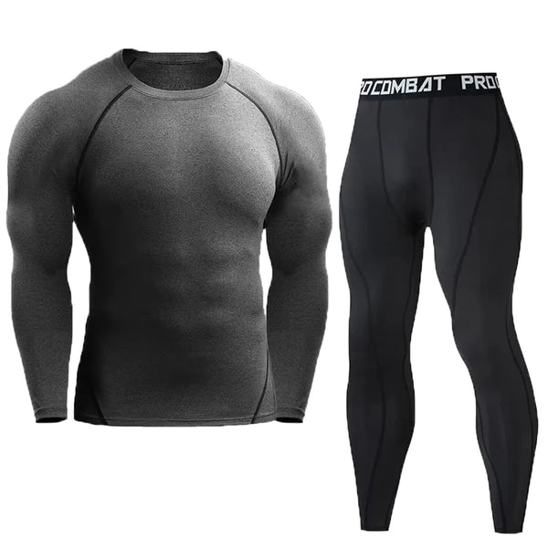Men's Compression Set Men Sportswear Gym Fitness Suits Training Jogging Sport Tights Clothing Rashguard Running Tracksuit Men