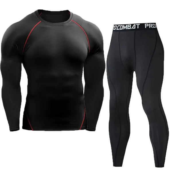 Men's Compression Set Men Sportswear Gym Fitness Suits Training Jogging Sport Tights Clothing Rashguard Running Tracksuit Men
