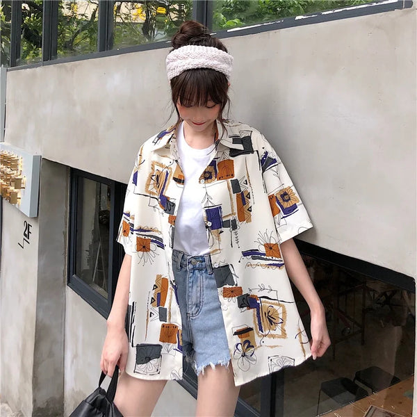 Women's Fashion Casual Loose Short Sleeve Shirt