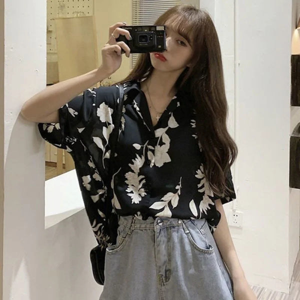 Women's Fashion Casual Loose Short Sleeve Shirt