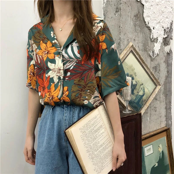 Women's Fashion Casual Loose Short Sleeve Shirt