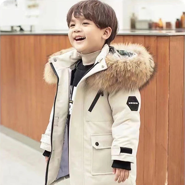 5 6 8 10 12 Years Winter Boys Jacket Thicken Keep Warm Fashion Fur Collar Kids Jacket