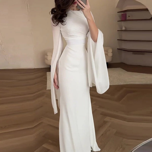 Temperament Mesh Satin Stitching Dresses Elegant Women