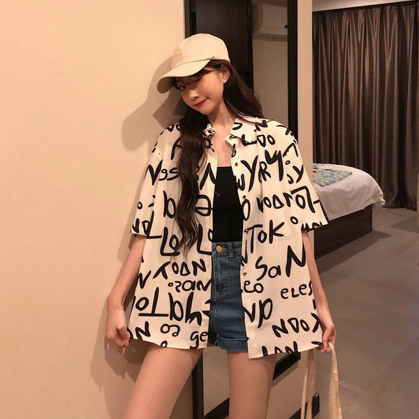 Women's Fashion Casual Loose Short Sleeve Shirt