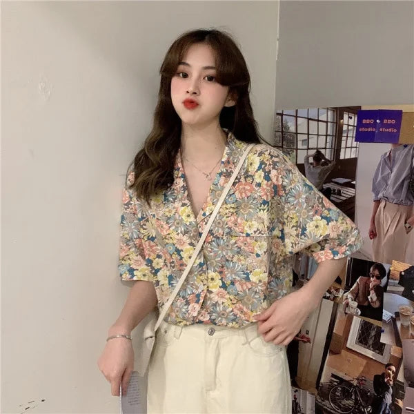 Women's Fashion Casual Loose Short Sleeve Shirt