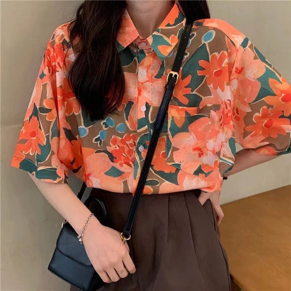 Women's Fashion Casual Loose Short Sleeve Shirt