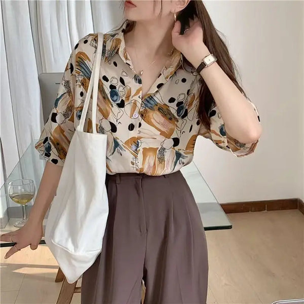 Women's Fashion Casual Loose Short Sleeve Shirt