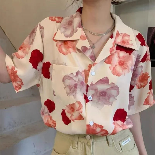 Women's Fashion Casual Loose Short Sleeve Shirt