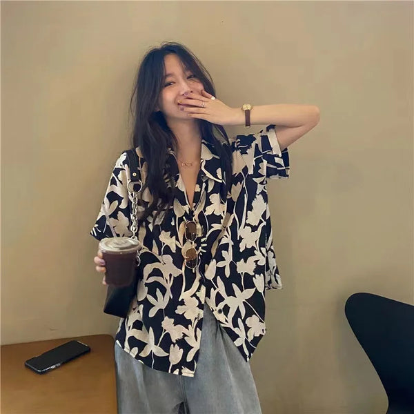 Women's Fashion Casual Loose Short Sleeve Shirt