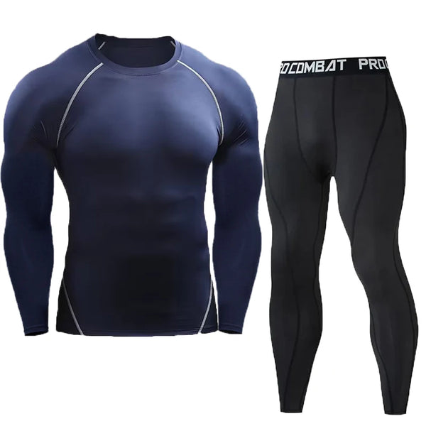 Men's Compression Set Men Sportswear Gym Fitness Suits Training Jogging Sport  Tights Clothing Rashguard Running Tracksuit Men