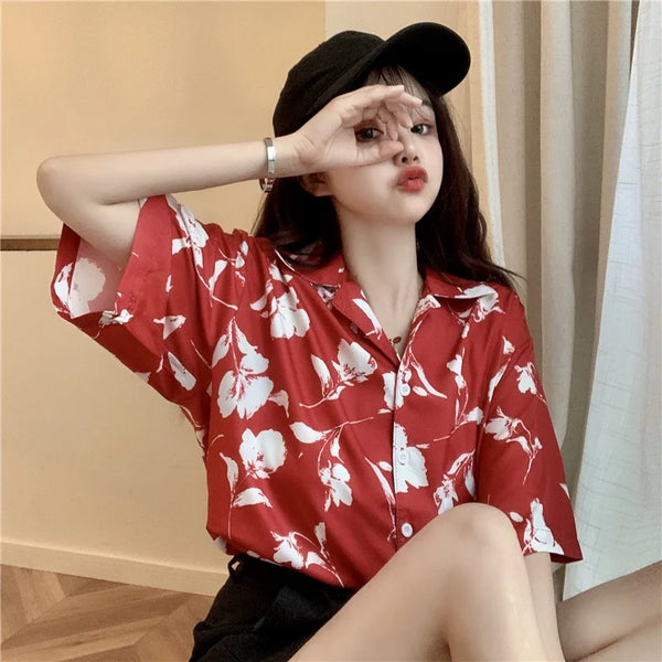 Women's Fashion Casual Loose Short Sleeve Shirt