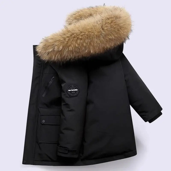 5 6 8 10 12 Years Winter Boys Jacket Thicken Keep Warm Fashion Fur Collar Kids Jacket