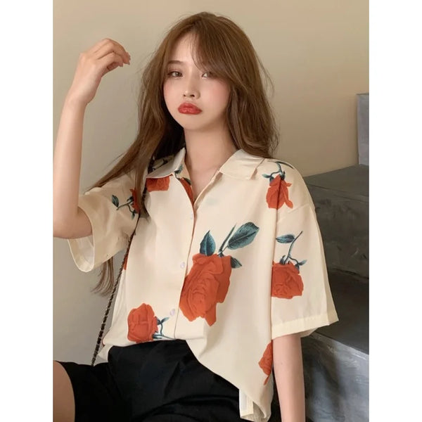 Women's Fashion Casual Loose Short Sleeve Shirt