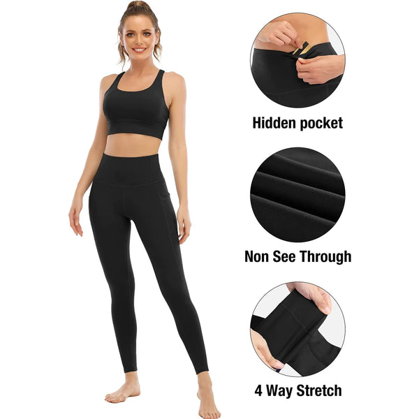 Workout Seamless High Waisted Leggings Fitness for Women Mujer Elastic with Pockets Squat Proof Yoga Quick-Dry Sport Trousers