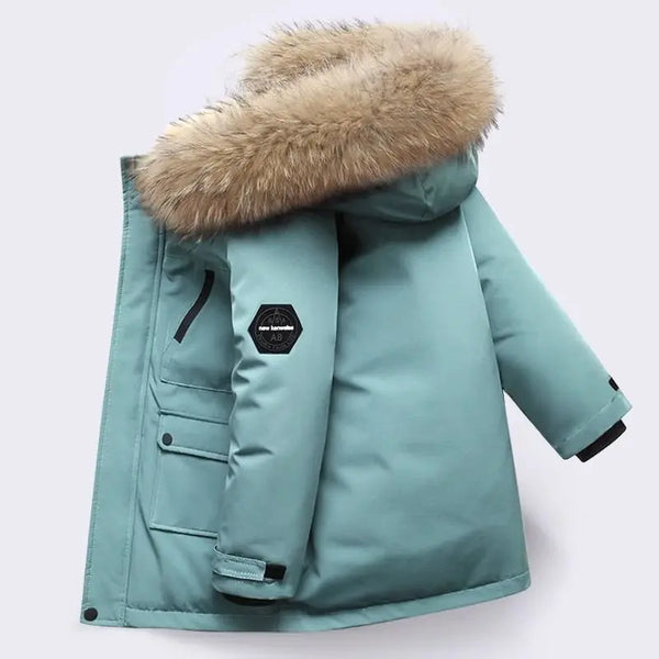 5 6 8 10 12 Years Winter Boys Jacket Thicken Keep Warm Fashion Fur Collar Kids Jacket