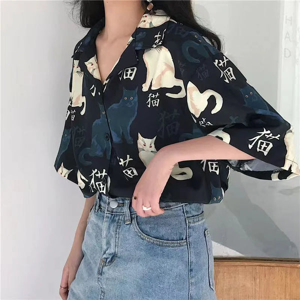 Women's Fashion Casual Loose Short Sleeve Shirt