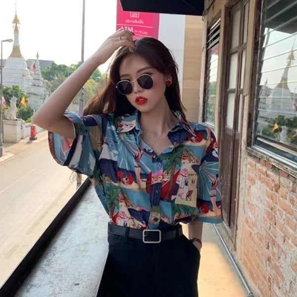 Women's Fashion Casual Loose Short Sleeve Shirt