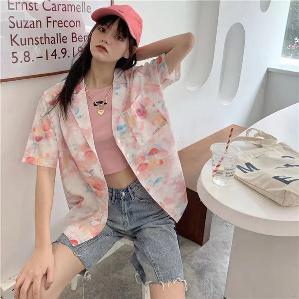 Women's Fashion Casual Loose Short Sleeve Shirt