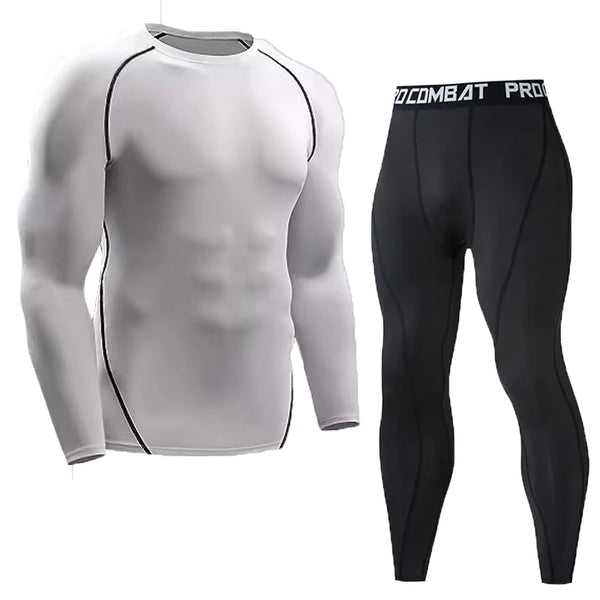 Men's Compression Set Men Sportswear Gym Fitness Suits Training Jogging Sport  Tights Clothing Rashguard Running Tracksuit Men