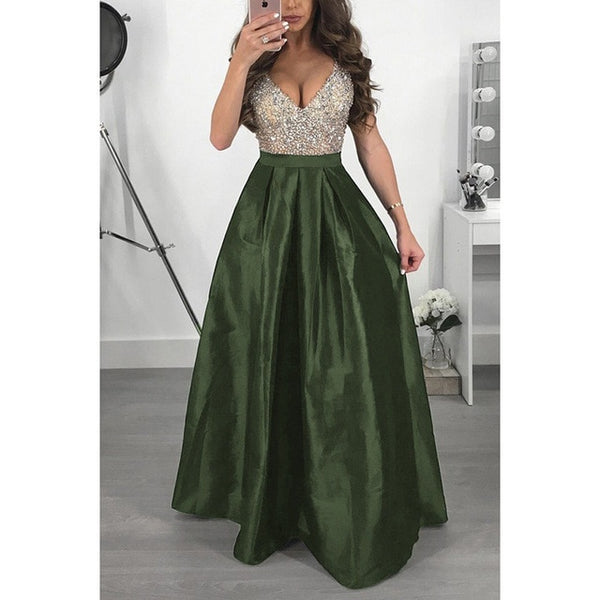 Women Evening V Neck Party Dresses