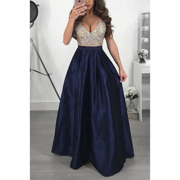 Women Evening V Neck Party Dresses