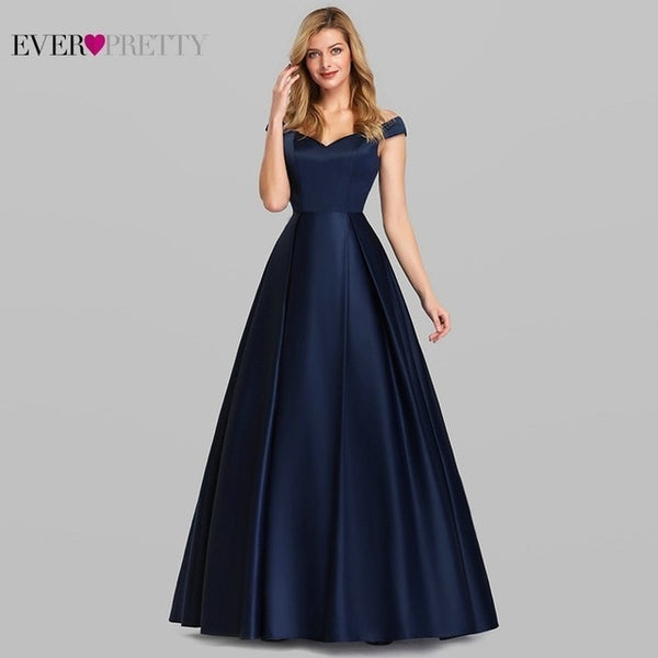 Women Blue Elegant Long Prom Dresses