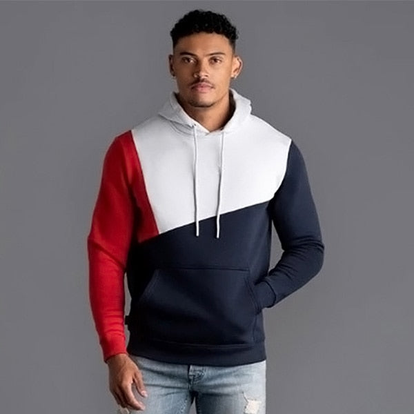 Men Pullover Black White Hoodie