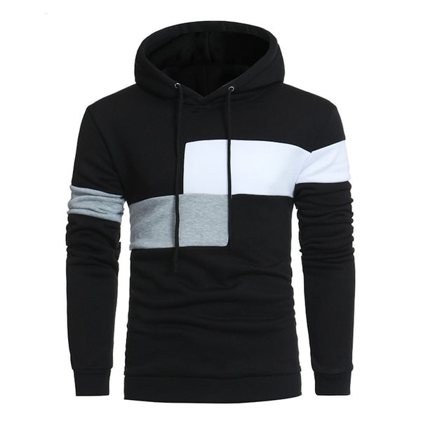 Men Pullover Black White Hoodie