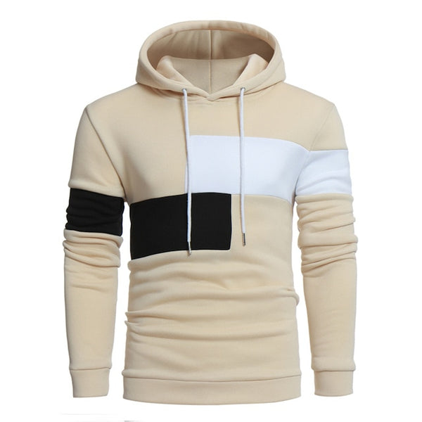 Men Pullover Black White Hoodie